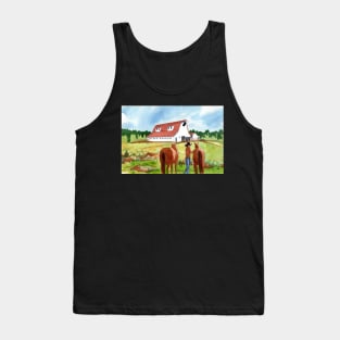 Horse Barn Homecoming Original Watercolor Tank Top